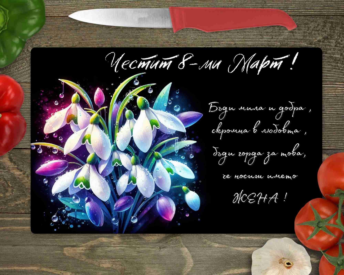 Стъклена дъска за рязане , 8ми март,Цветница - 46