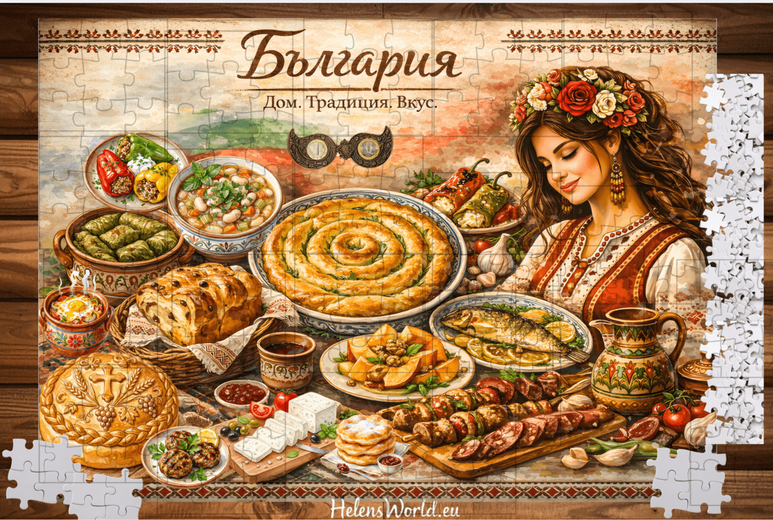 Картонен пъзел Българска трапеза
