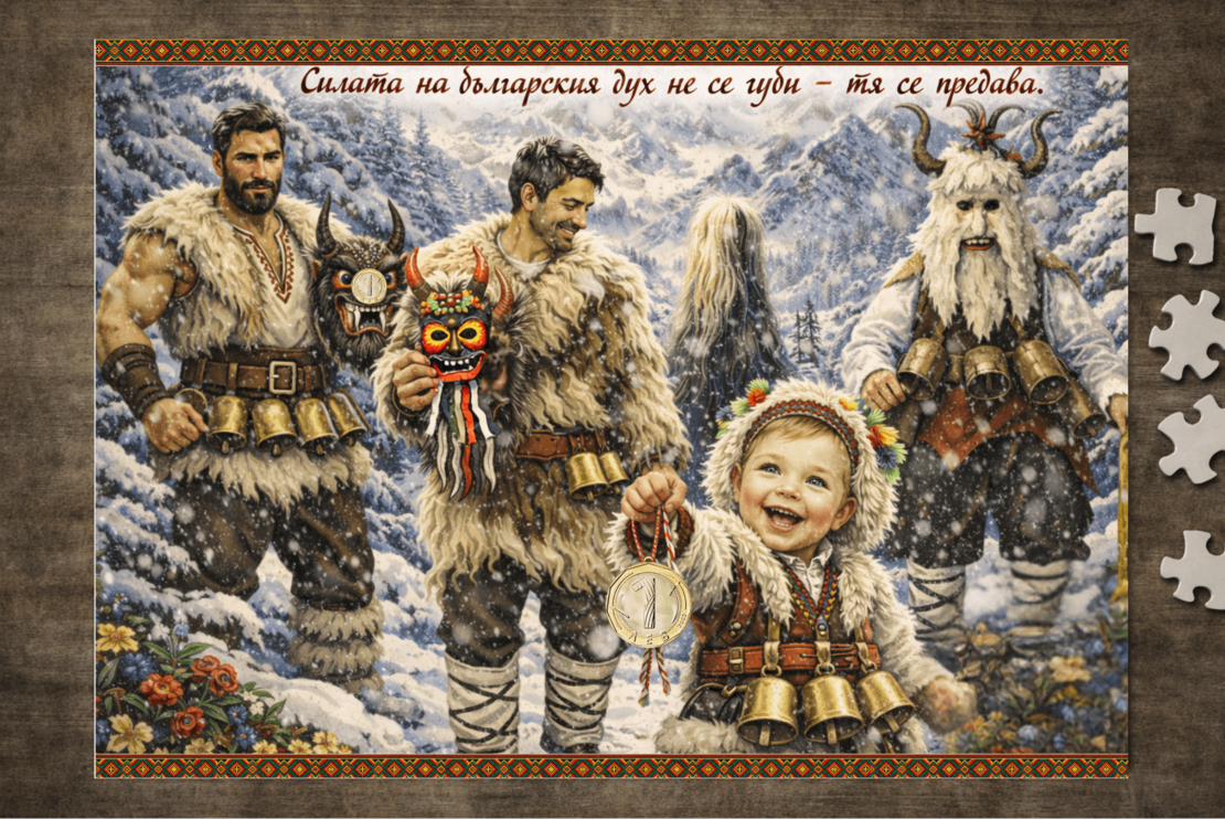 Картонен пъзел Кукери 2