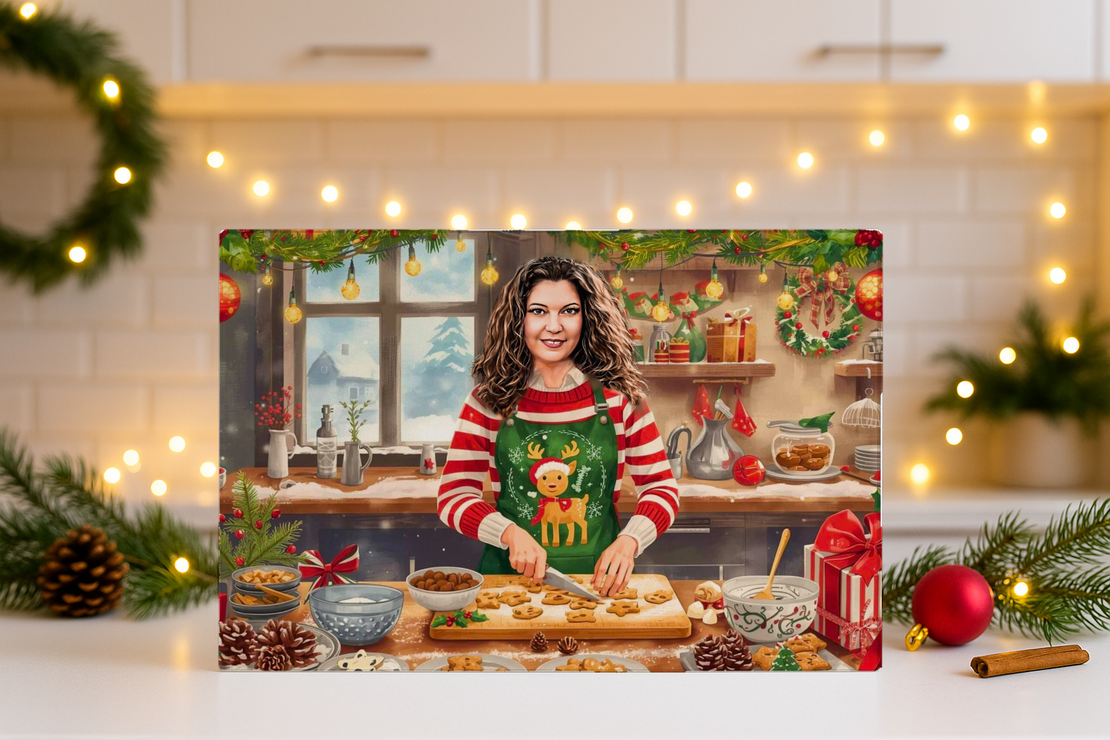 Стъклена дъска Карикатура Нова година Коледни бисквитки 2