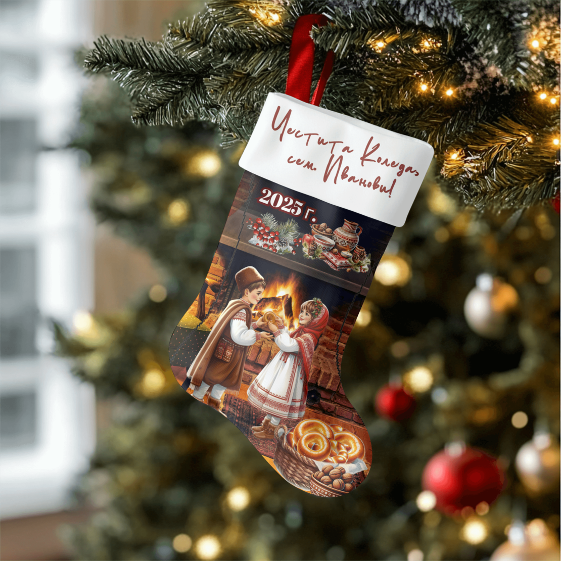 Коледен персонализиран чорап Коледари 8