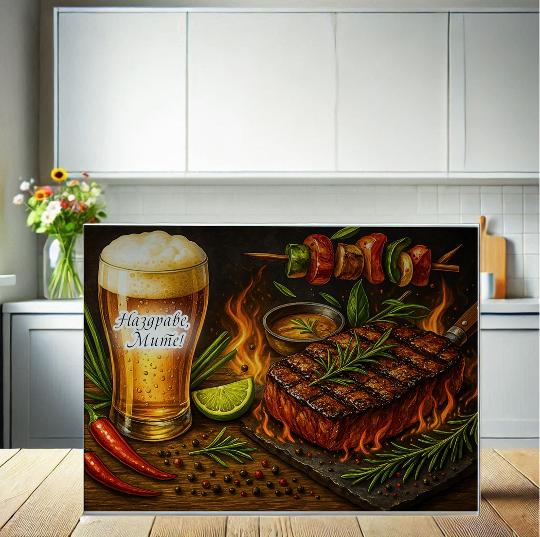 Стъклена персонализирана дъска  Имен ден