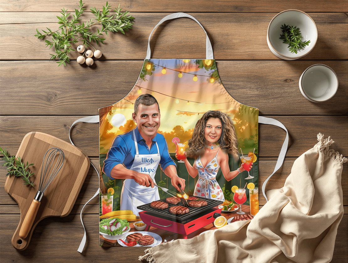 Престилка за готвене Шеф Готвач Бербекю Карикатура