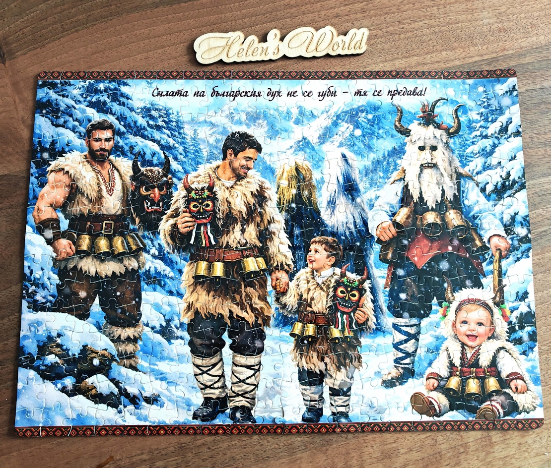 Картонен пъзел Кукери 2