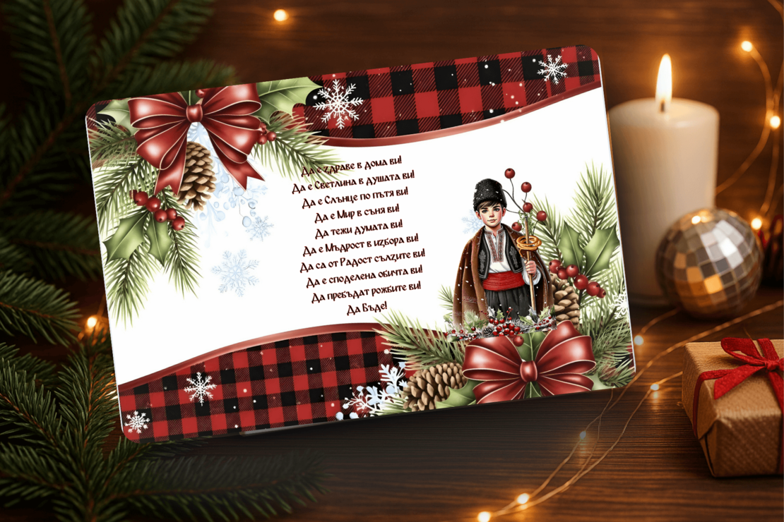 Стъклена дъска за рязане Коледари 146