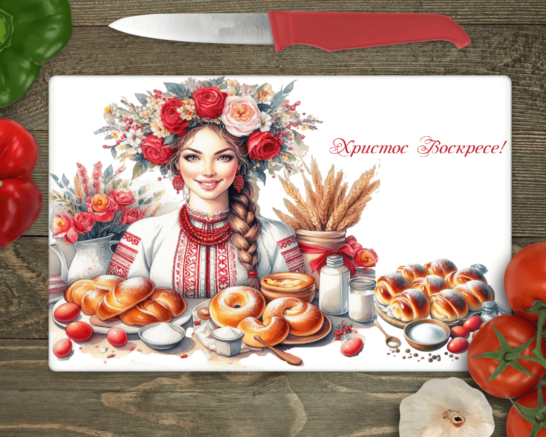 Стъклена дъска за рязане Великден 14