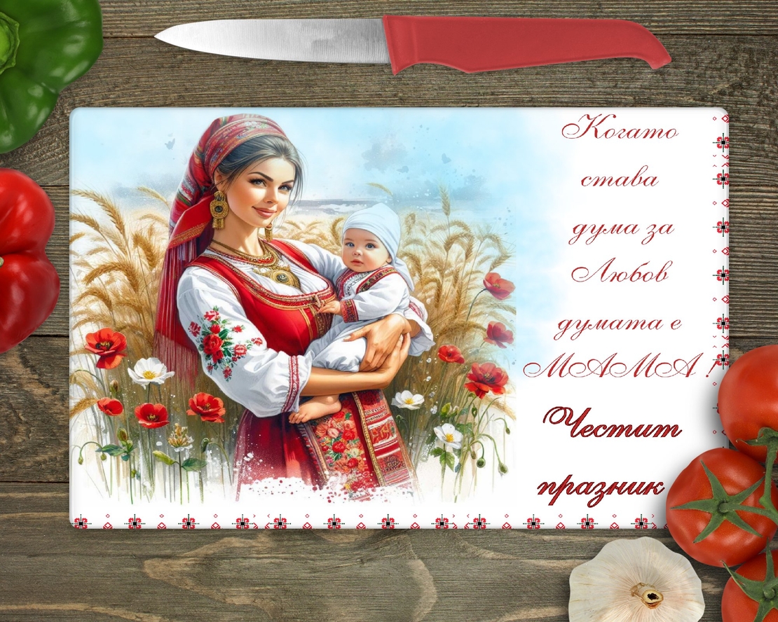 Стъклена дъска за рязане Мама 1