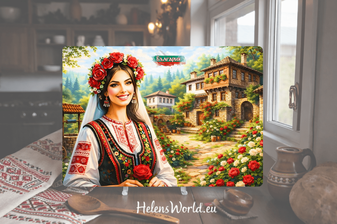 Стъклена персонализирана дъска за рязане Българка