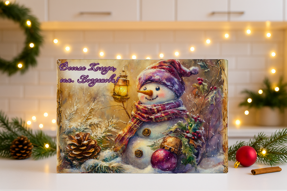 Стъклена дъска за рязане Коледари 138
