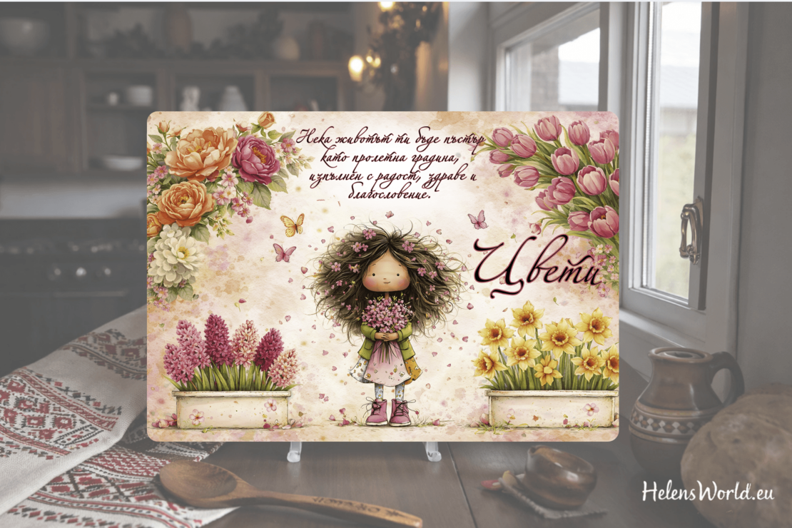 Стъклена дъска за рязане , 8ми март,Цветница - 81