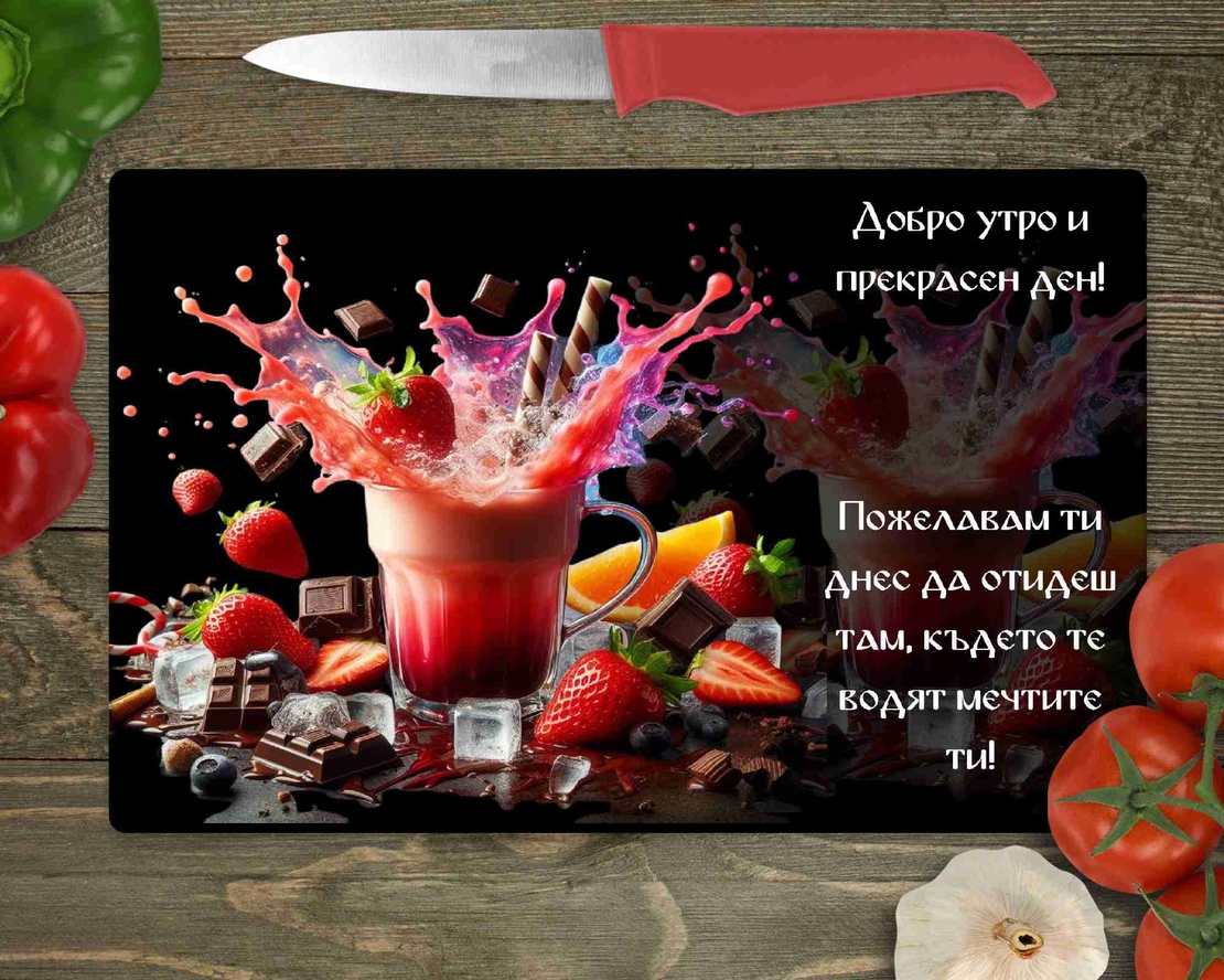 Стъклена дъска за рязане Питие 4