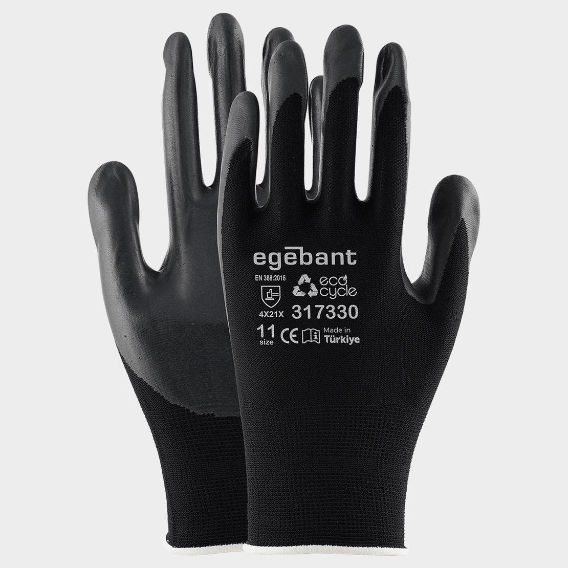 Ръкавици от еко трико топени в нитрил EGEBANT SANFOAM BLACK