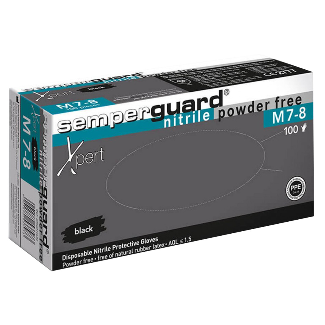 SEMPERGUARD NITRILE XPERT BLACK - 100 бр. Еднократни ръкавици от нитрил