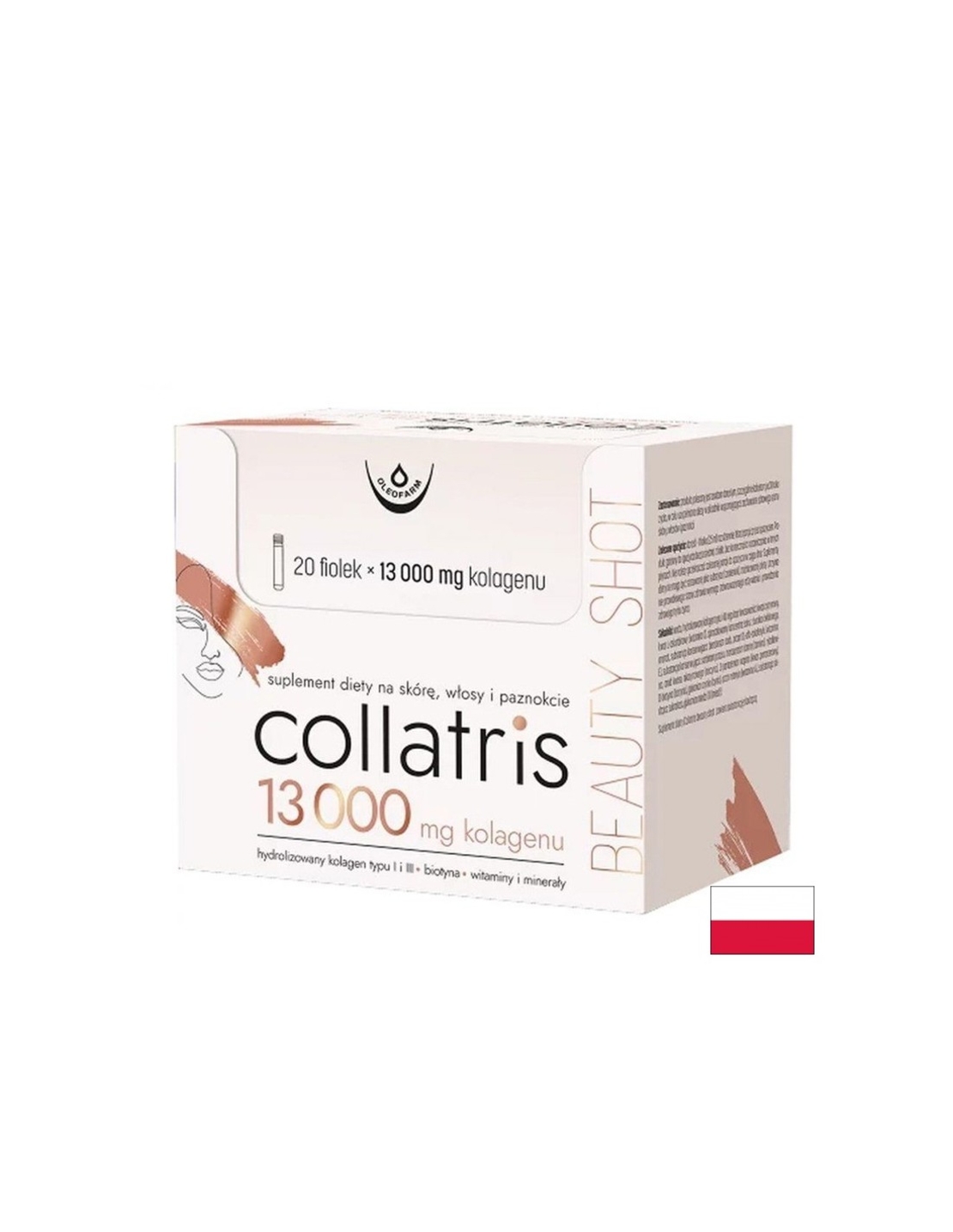 Течен колаген Collatris 13000 mg + витамини и минерали – За коса, кожа и нокти, 20 флакона за пиене х 25 ml