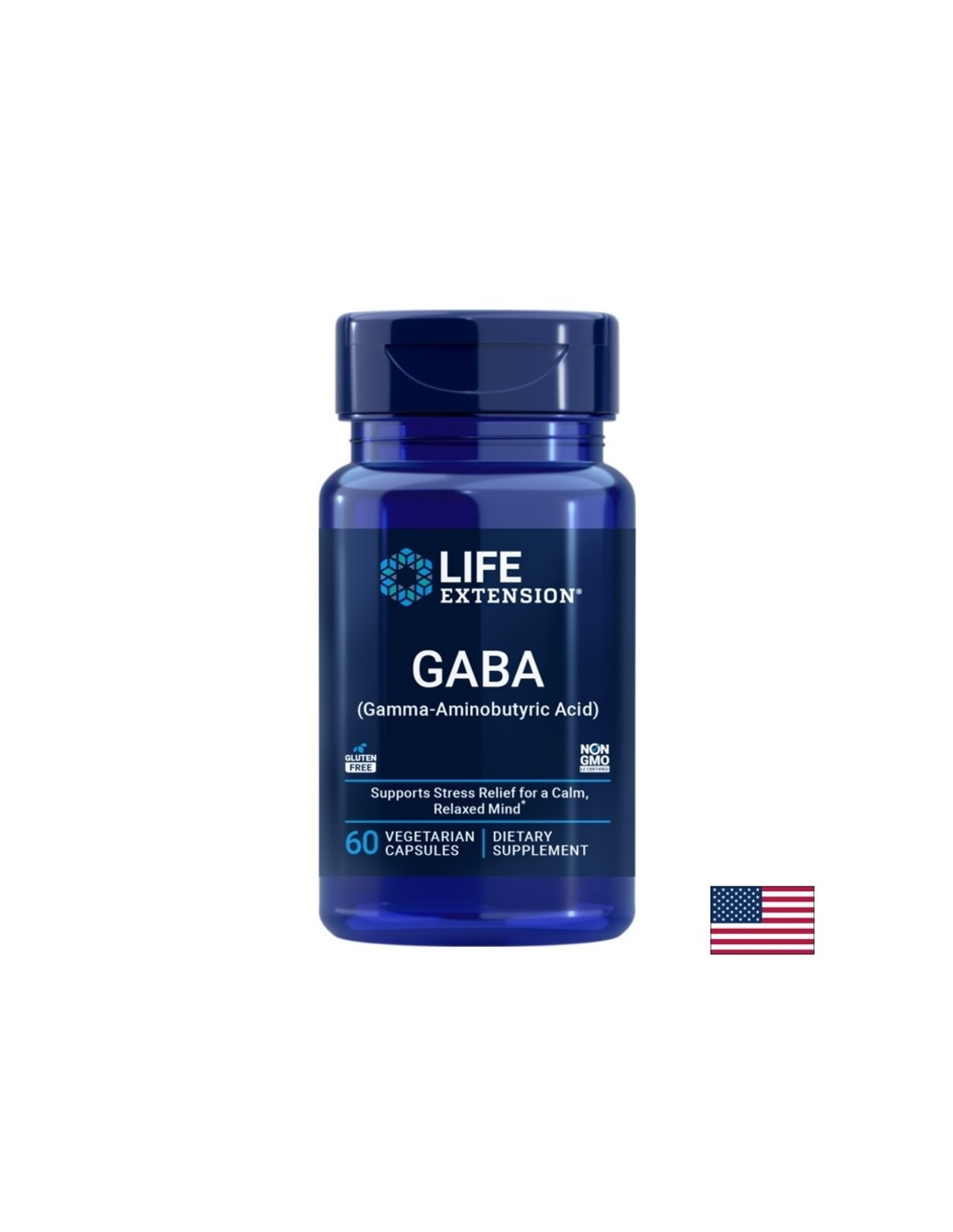 ГАБА (гама-аминомаслена киселина) 100 mg x 60 V капсули, GABA Life Extension