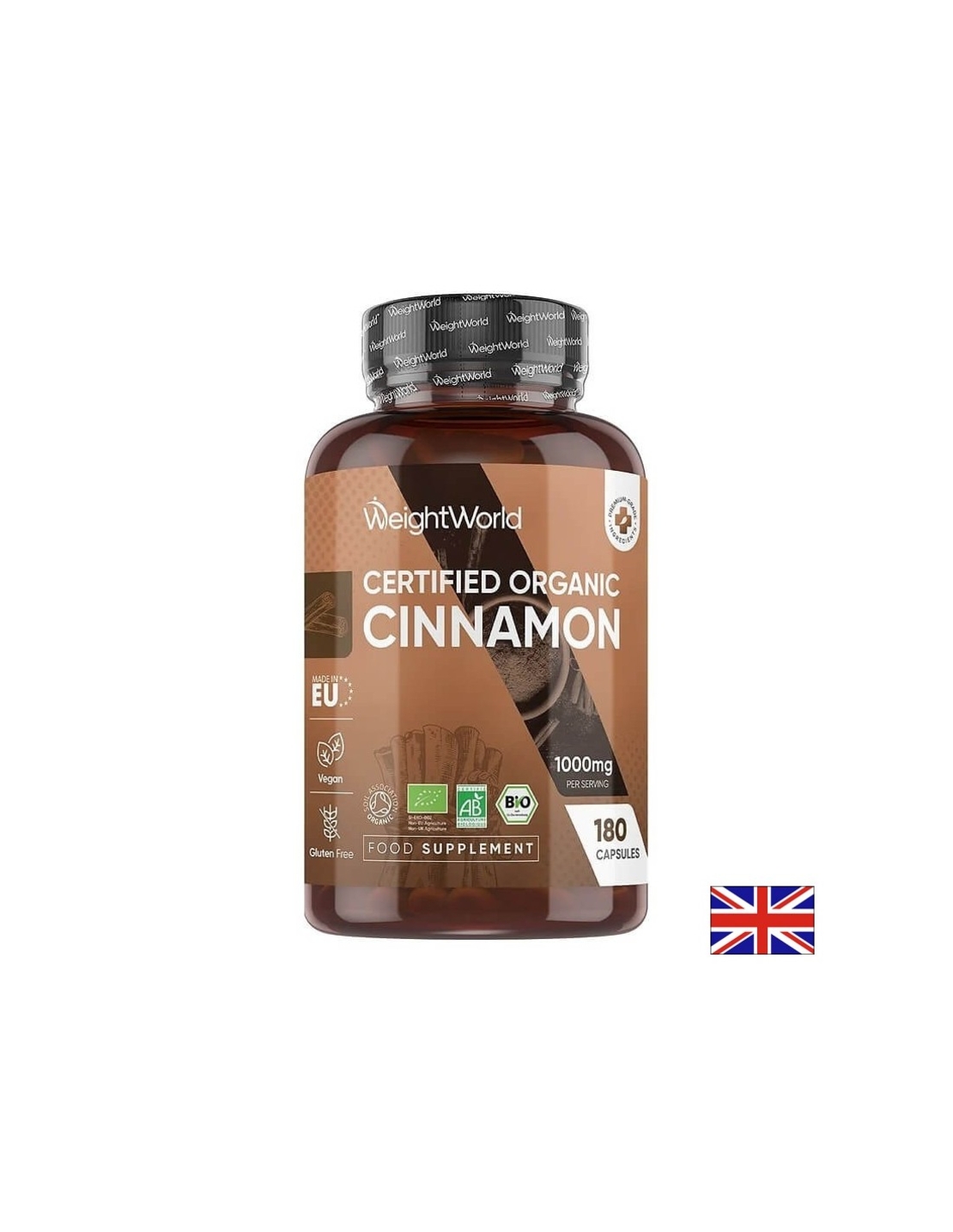 Контрол на теглото и кръвната захар - Цейлонска канела (органик), 1000 mg х 180 капсули Weight Worl