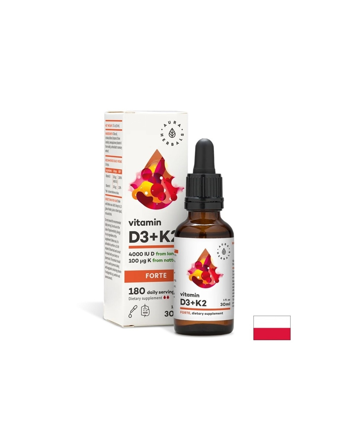 Кости и стави - Витамин D3  800 IU + K2 20 µg (форте), 30 ml капки