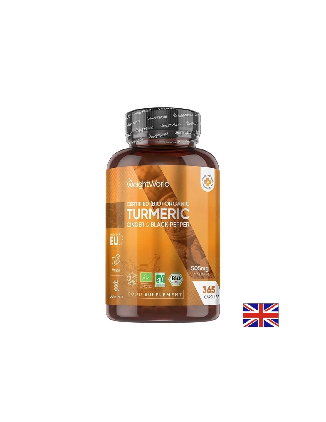Куркума 480 mg + Джинджифил 20 mg + Черен пипер Здрави стави и добро храносмилане 365 капсули