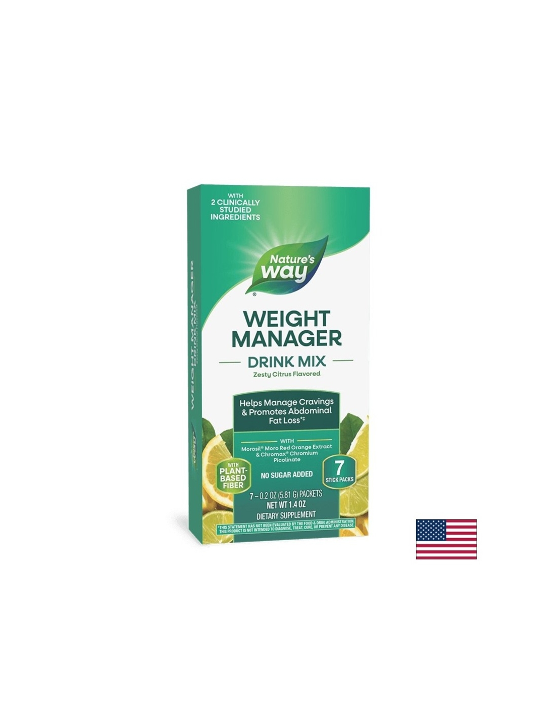 Формула за контрол на апетита, теглото и коремните мазнини - Weight Manager - 7 сашета, с вкус на цитрусови плодове