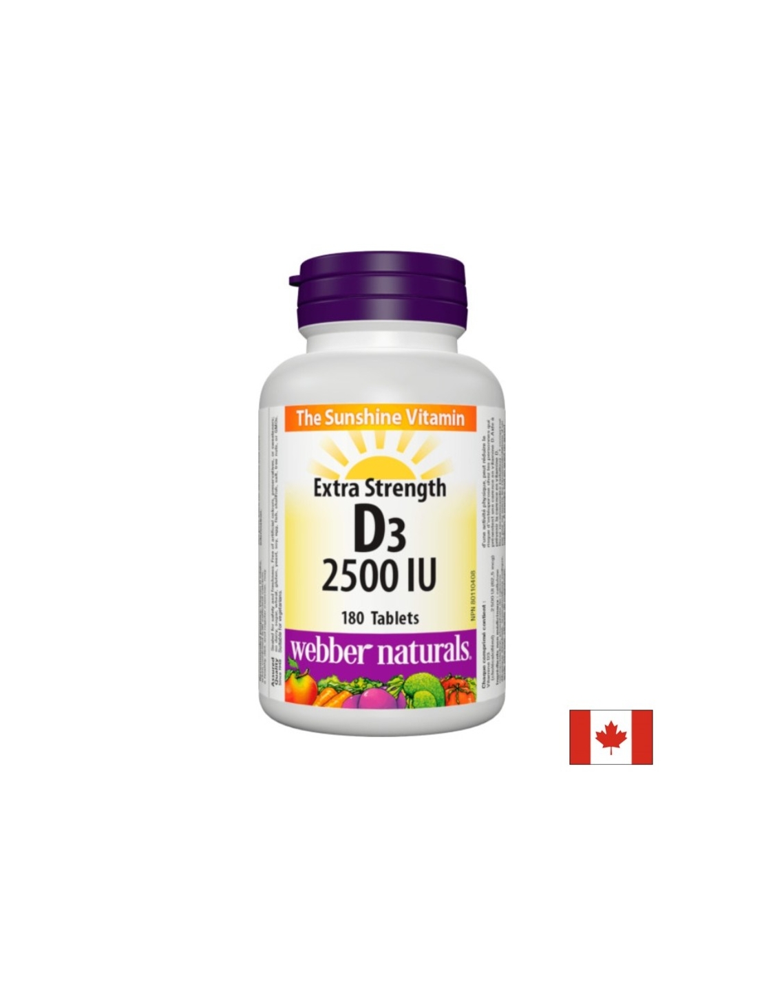 Здрави кости и силен имунитет - Витамин D3 2500 IU, 180 таблетки Webber Naturals