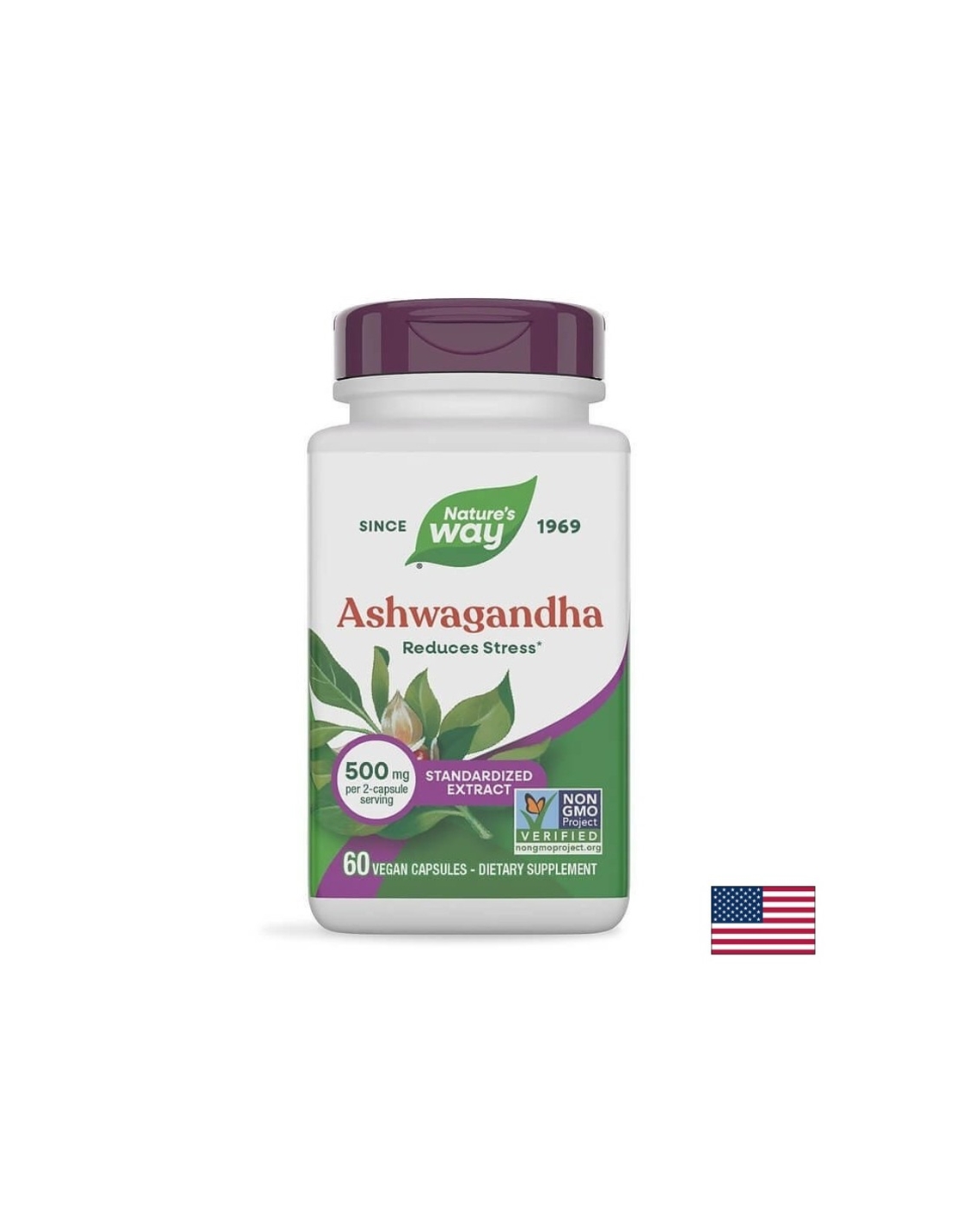 Ashwagandha/ Ашваганда 500 mg х 60 капсули Nature’s Way