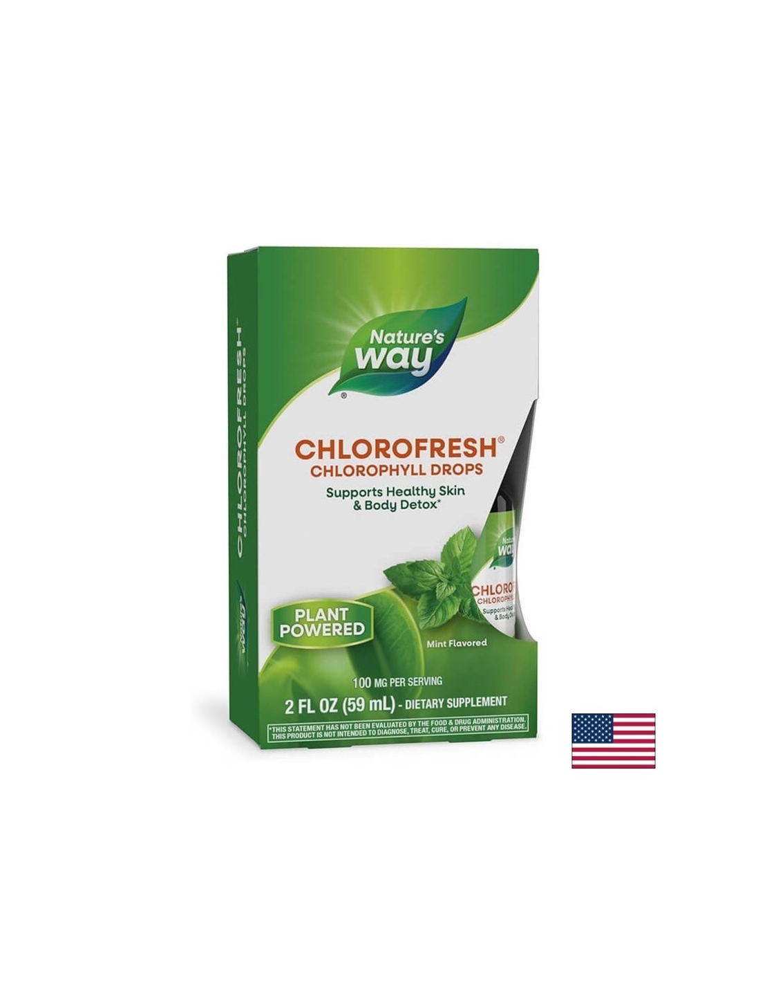 Chlorofresh® Chlorophyll Drops/ Хлорофреш® Хлорофил Капки х 59 ml (без алкохол) с ментов вкус Nature’s Way