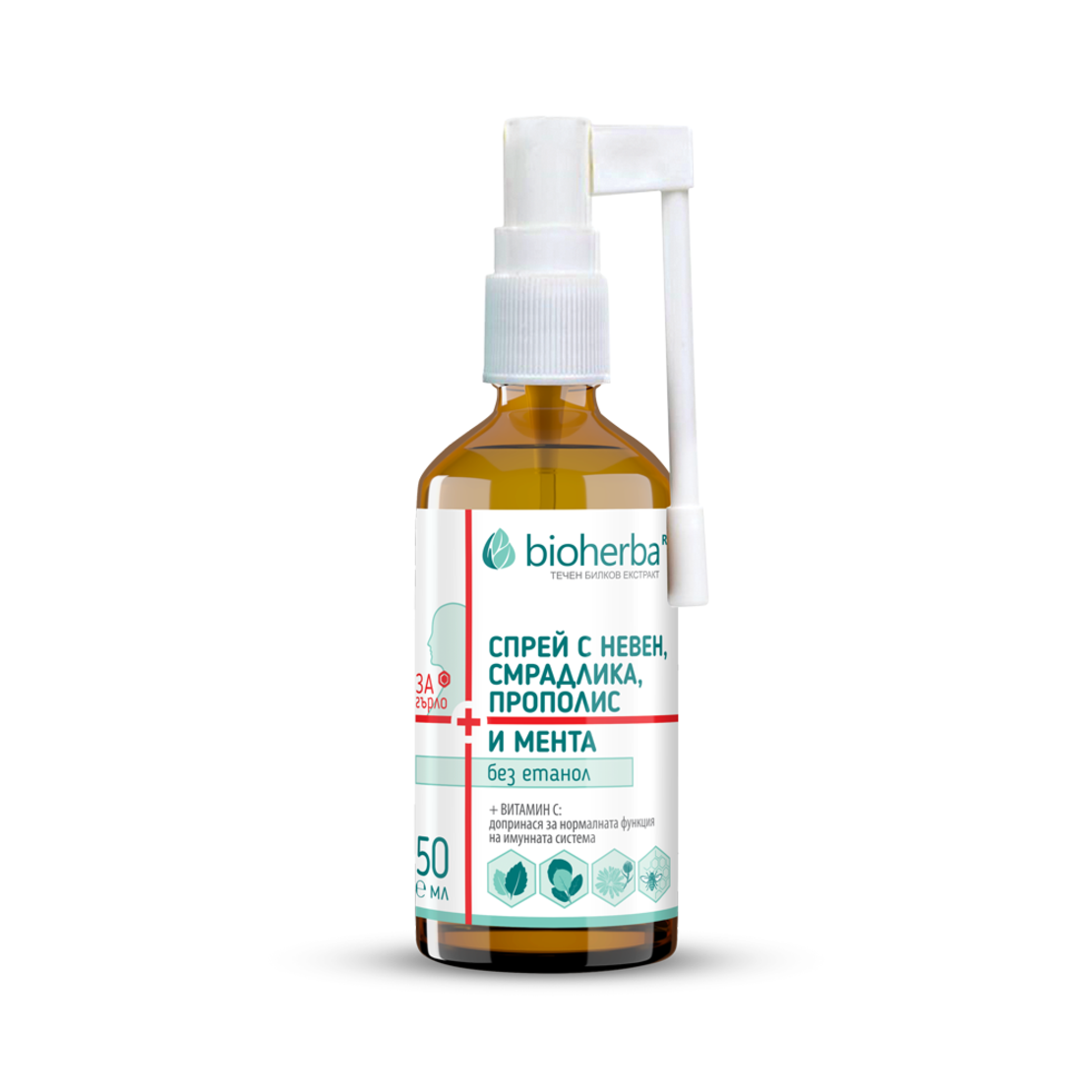 СПРЕЙ ЗА ГЪРЛО НЕВЕН, СМРАДЛИКА, ПРОПОЛИС И МЕНТА, 50 мл, Биохерба