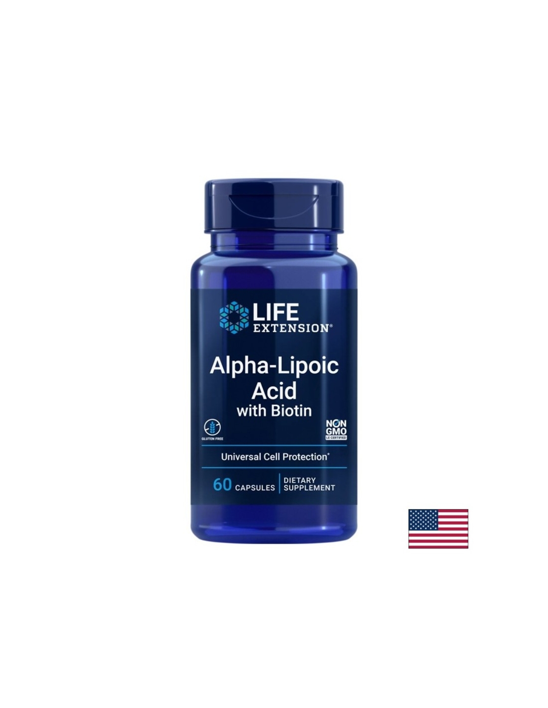Алфа-липоева киселина 250 mg + биотин 2500 µg x 60 капсули, Alpha-Lipoic Acid with Biotin, Life Extension