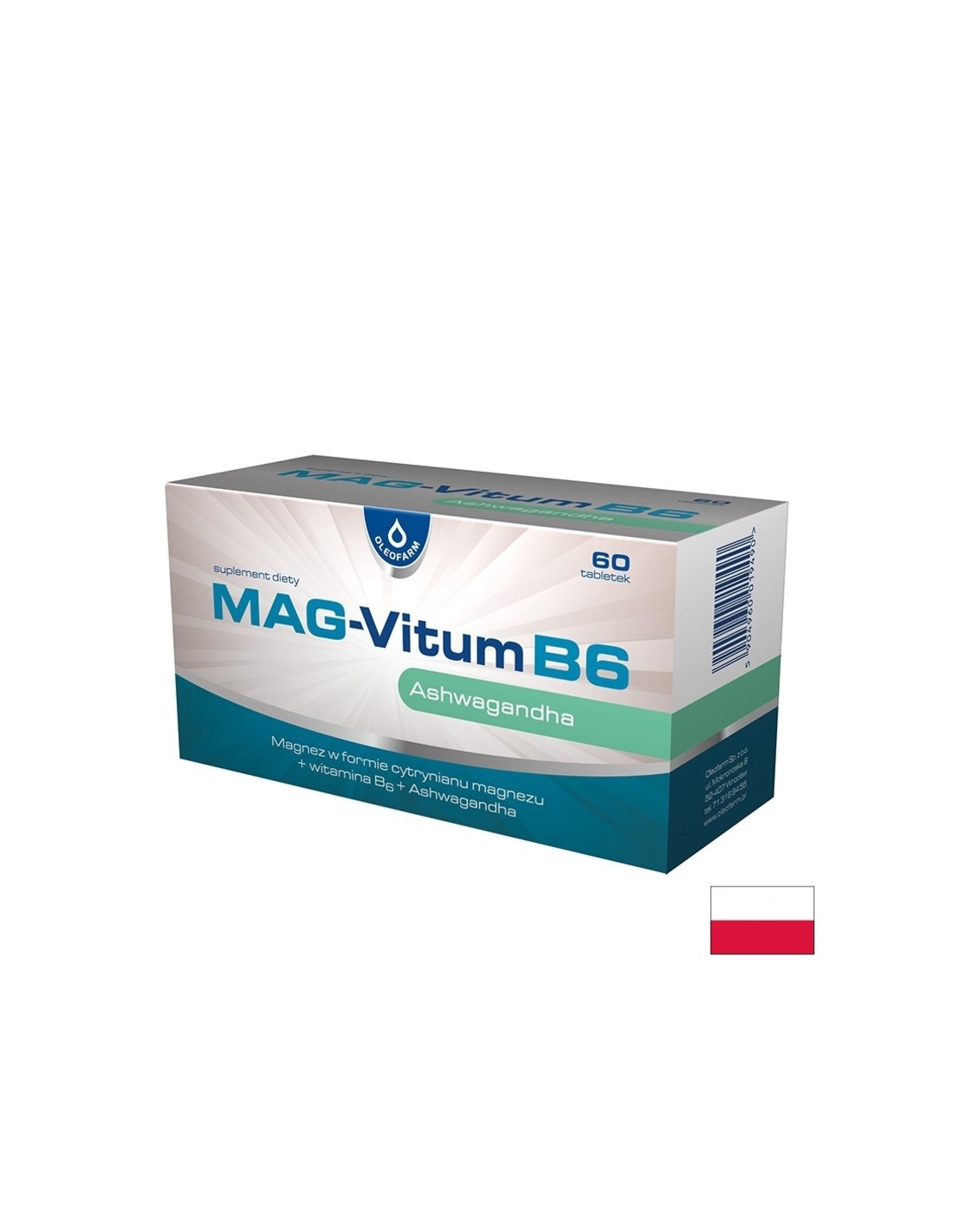 Магнезий 100 mg + Ашваганда 80 mg + Витамин B6 При стрес, напрежение и умора 60 таблетки