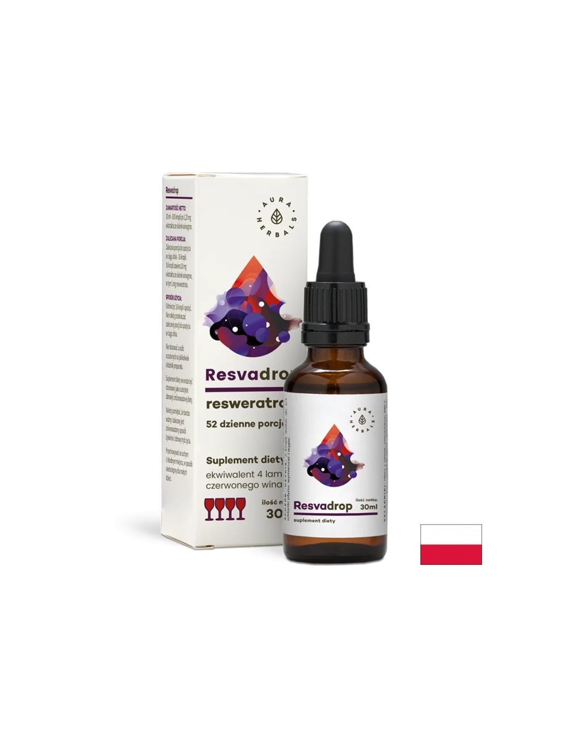 В подкрепа на кръвоносните съдове и сърцето - Ресвератрол, 30 ml капки Aura Herbals