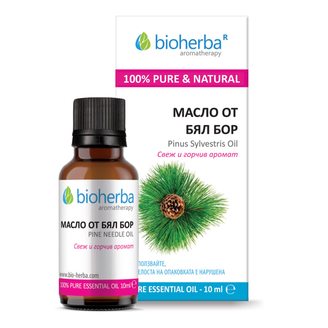 МАСЛО ОТ БЯЛ БОР, Pine essential oil, Биохерба, 10 мл