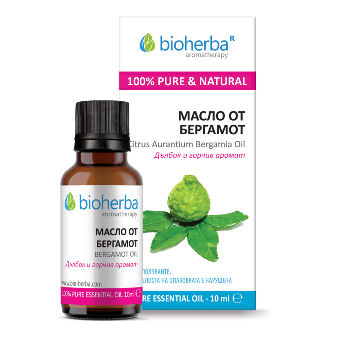 МАСЛО ОТ БЕРГАМОТ, Bergamot essential oil, Биохерба, 10 мл.