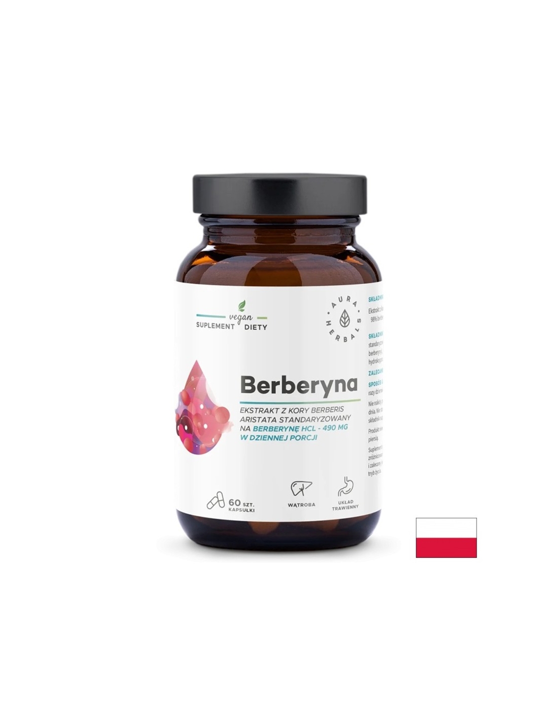 Контрол на кръвната захар и холестерола - Берберин, 490 mg х 60 капсули Aura Herbals