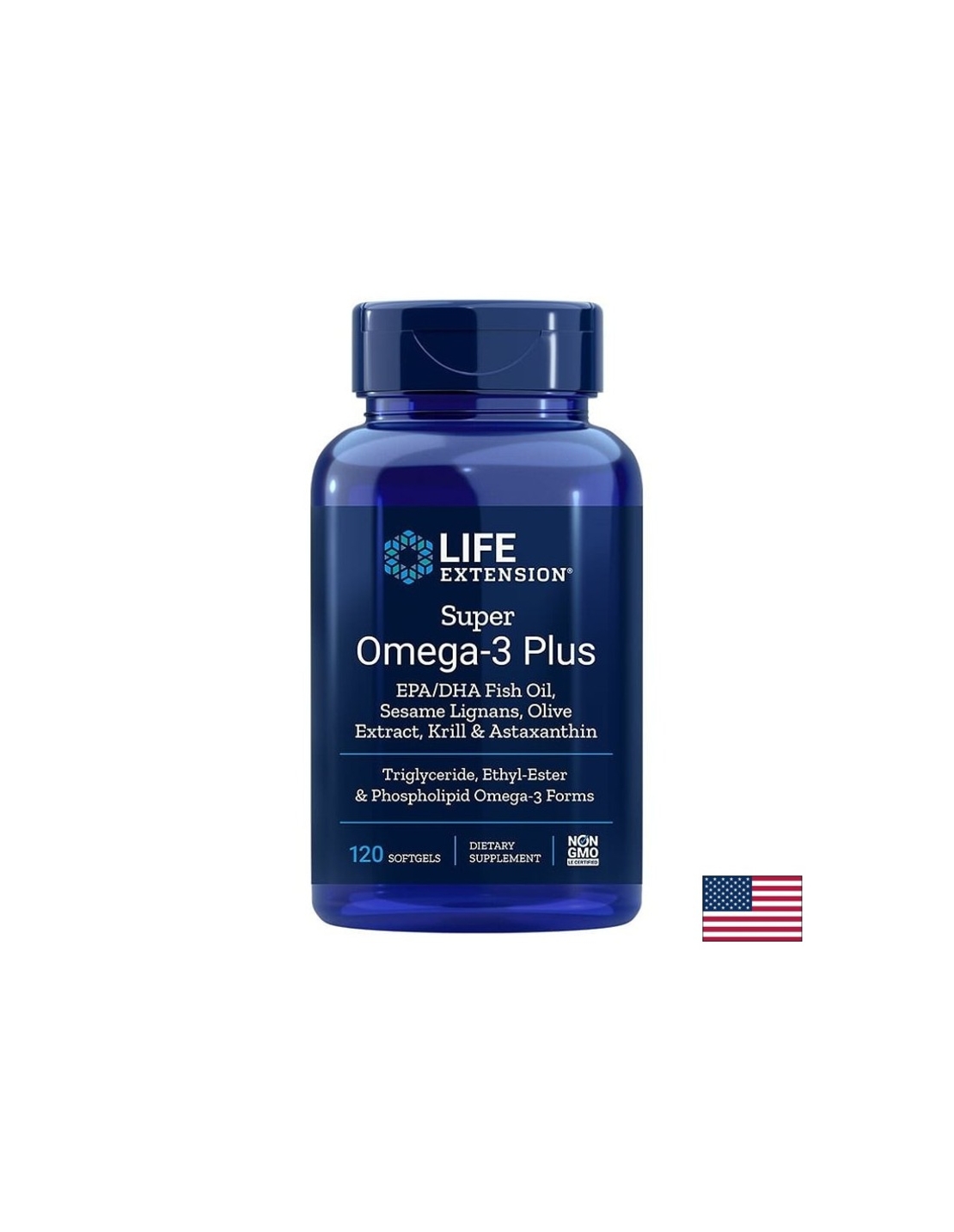 Super Omega-3 Plus / Омега-3 от рибено масло, Крил, Астаксантин, Лигнан от сусам и Маслина х 120 софтгел капсули