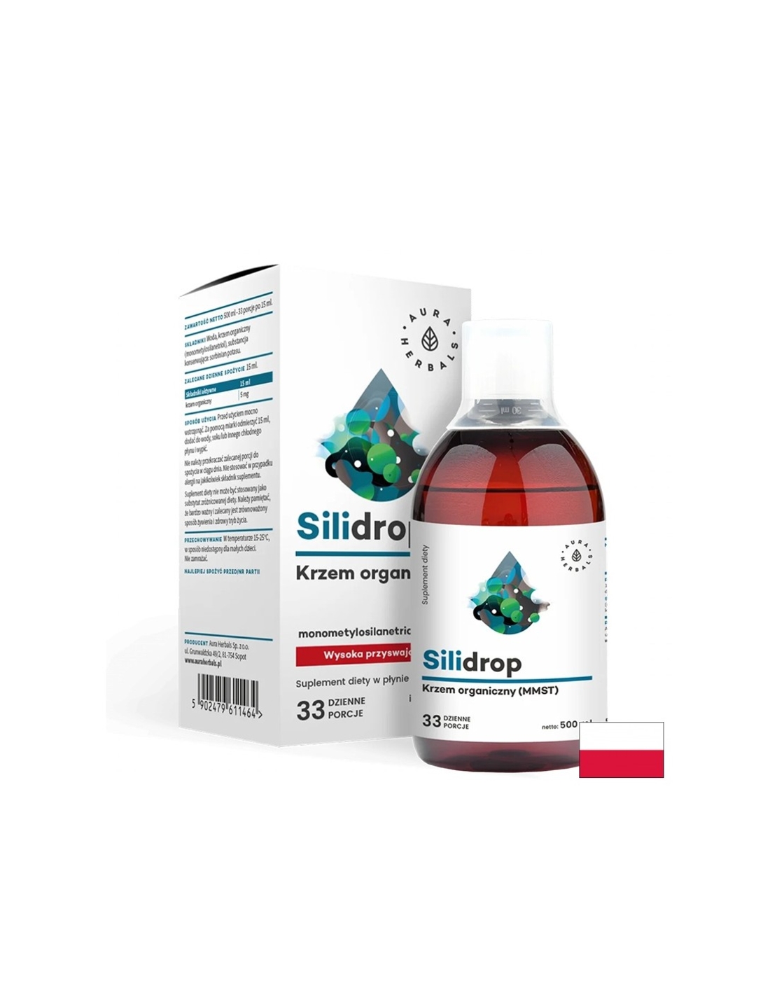 Грижа за косата, кожата и ноктите - Органичен Силиций - Silidrop, 5 mg х 500 ml Aura Herbals
