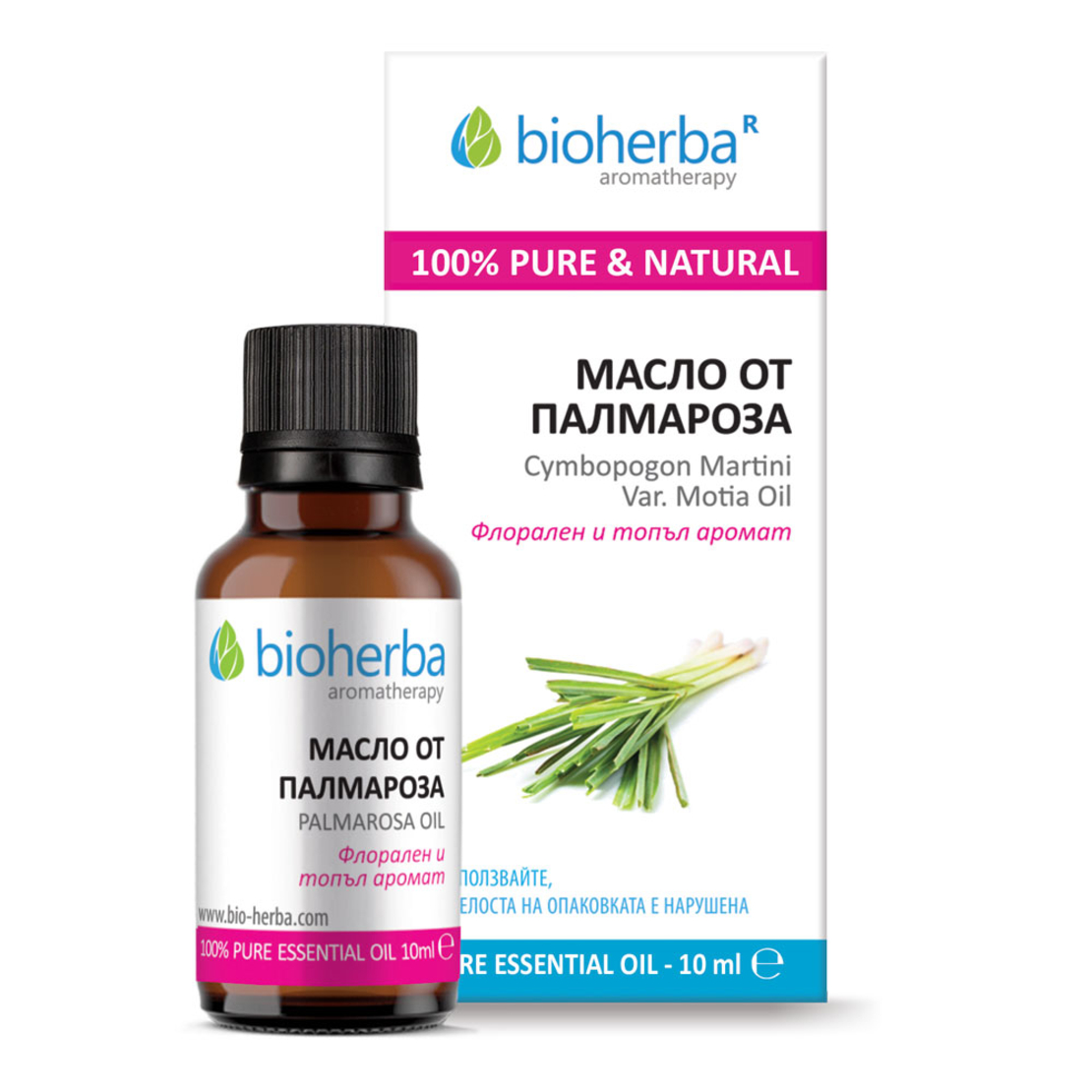 МАСЛО ОТ ПАЛМАРОЗА, Palmarosa essential oil, Биохерба, 10 мл
