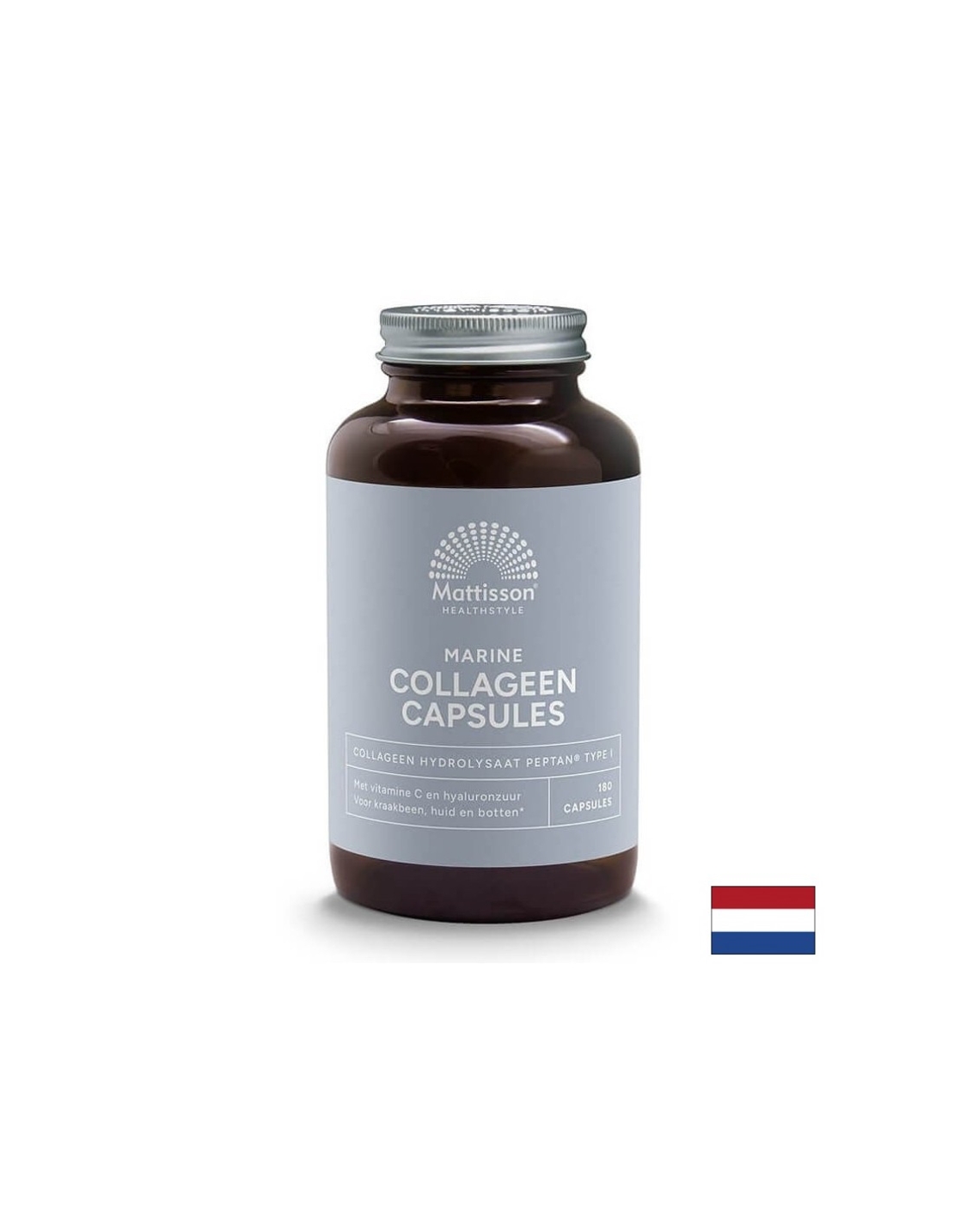 Рибен колаген (тип 1) с витамин С и хиалуронова киселина - Marine Collagen Peptan, 180 капсули Mattisson Healthstyle