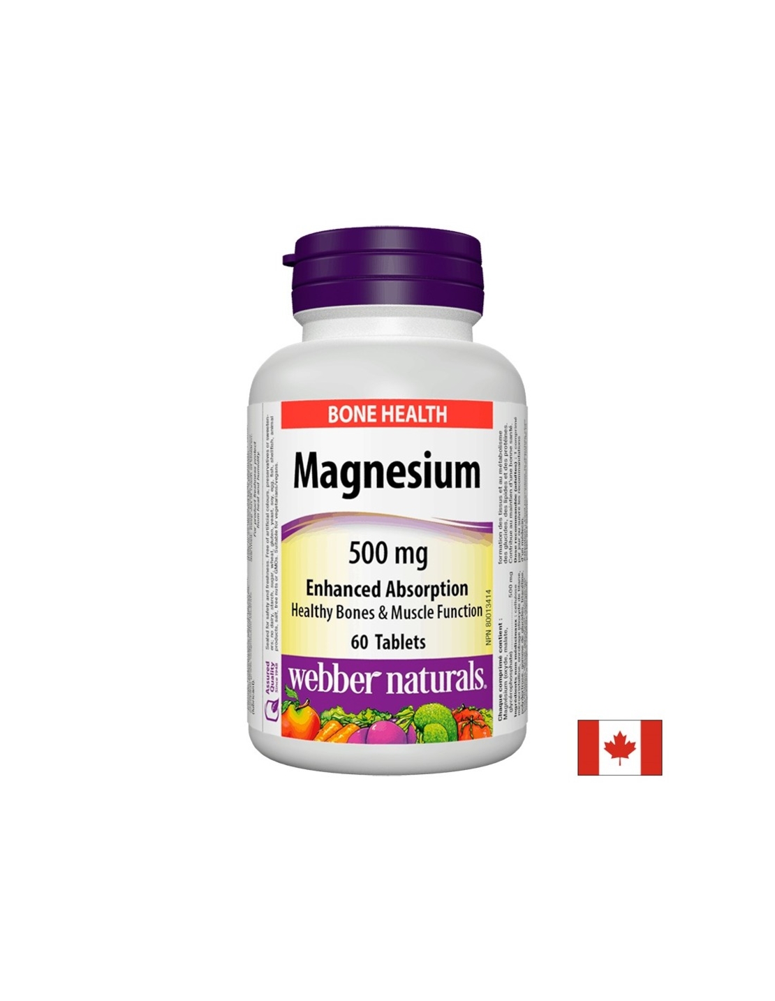 Magnesium/ Магнезий 500 mg x 60 таблетки с оптимална абсорбция Webber Naturals