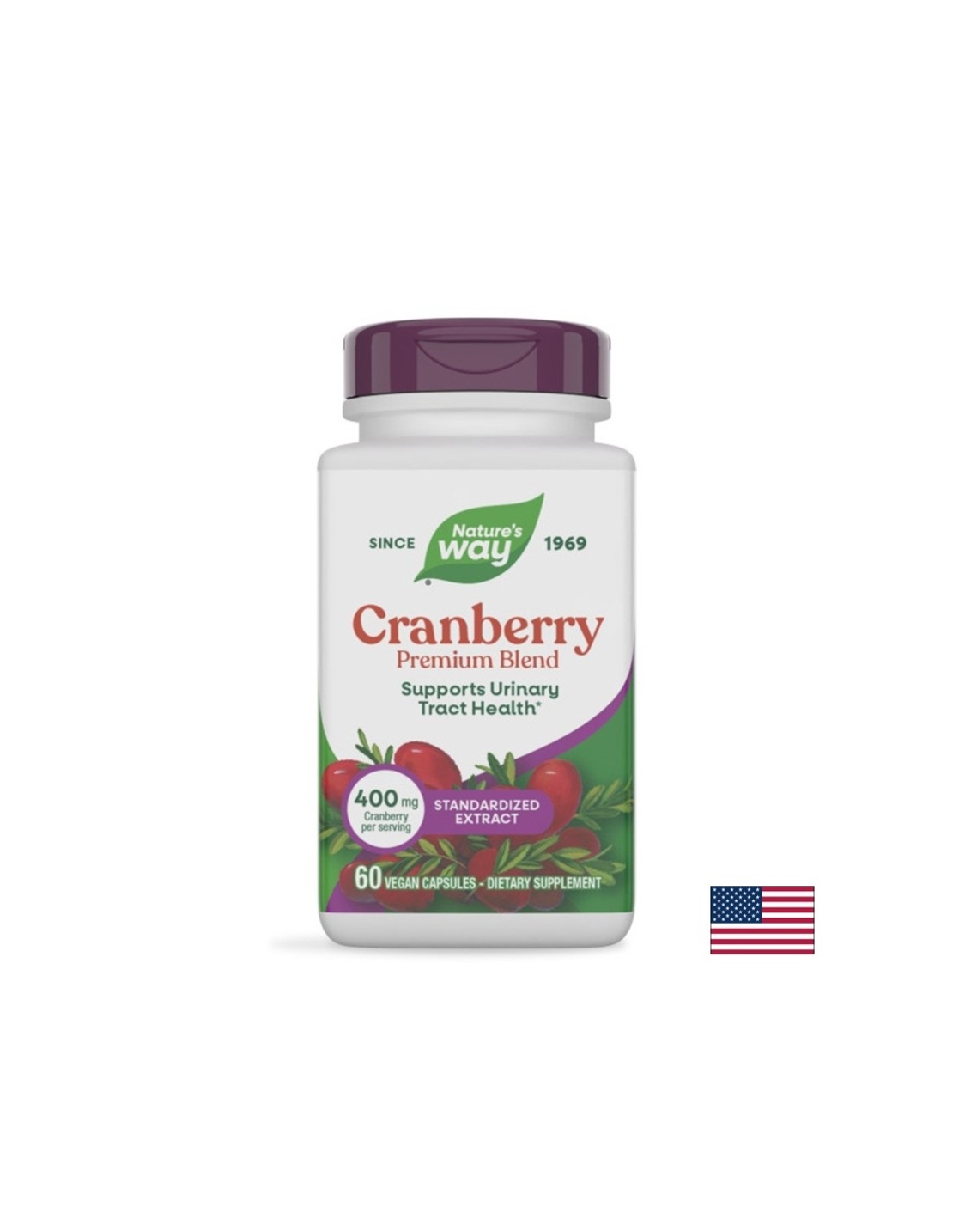 Червена боровинка CranRx 400 mg + Витамин C 30 mg При повтарящи се уринарни инфекции 60 веган капсули
