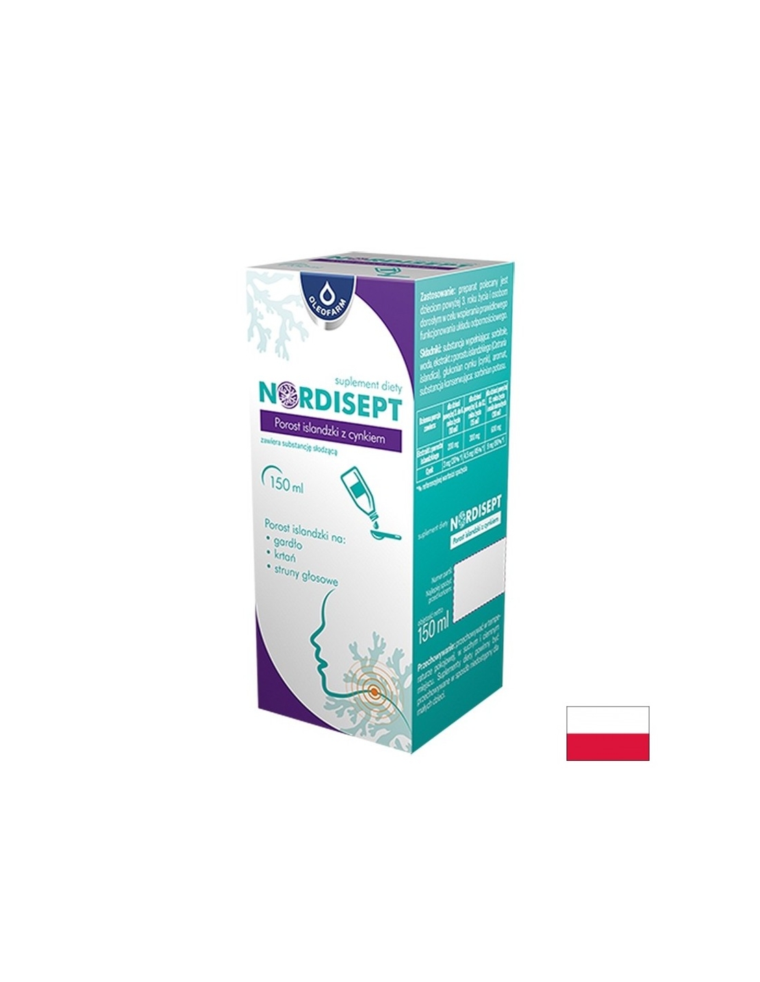 Nordisept – Сироп с исландски мъх и цинк За гърлото и дихателните пътища 150 ml