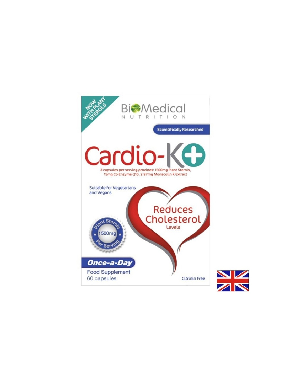 Cardio-K (Монаколин K 2.5 mg от червен ориз + Коензим Q10 10 mg) Нормален холестерол 60 капсули