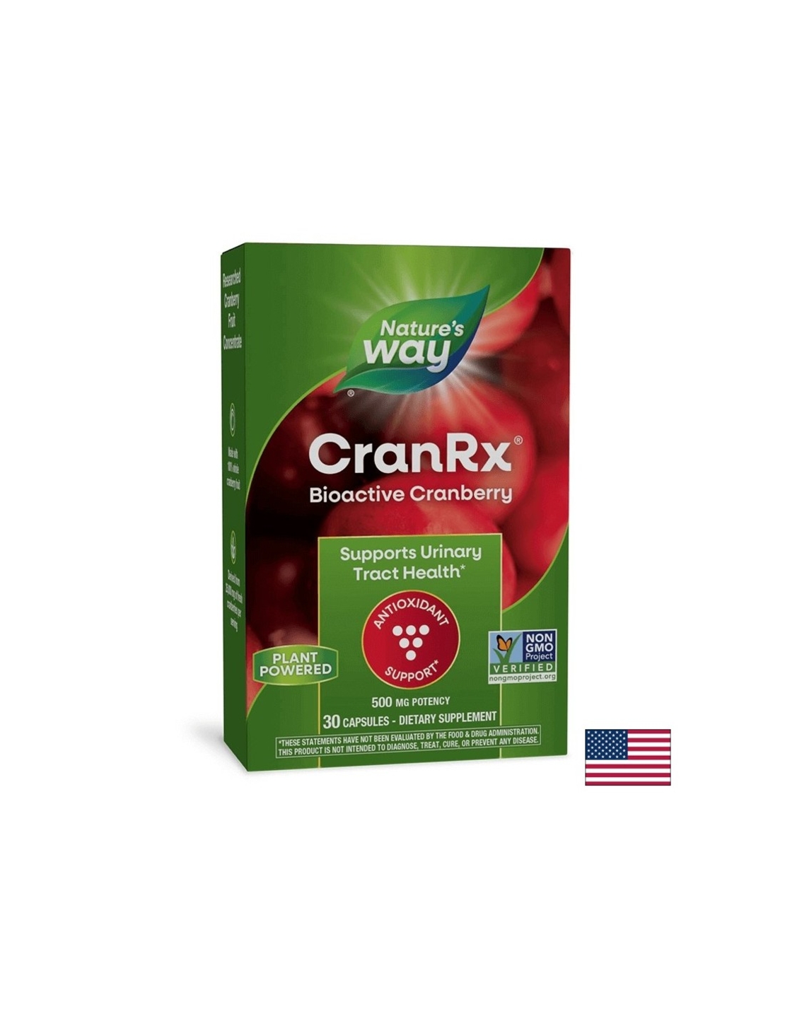 CranRx® Bioactive Cranberry/ Червена боровинка 500 mg х 30 капсули Nature’s Way