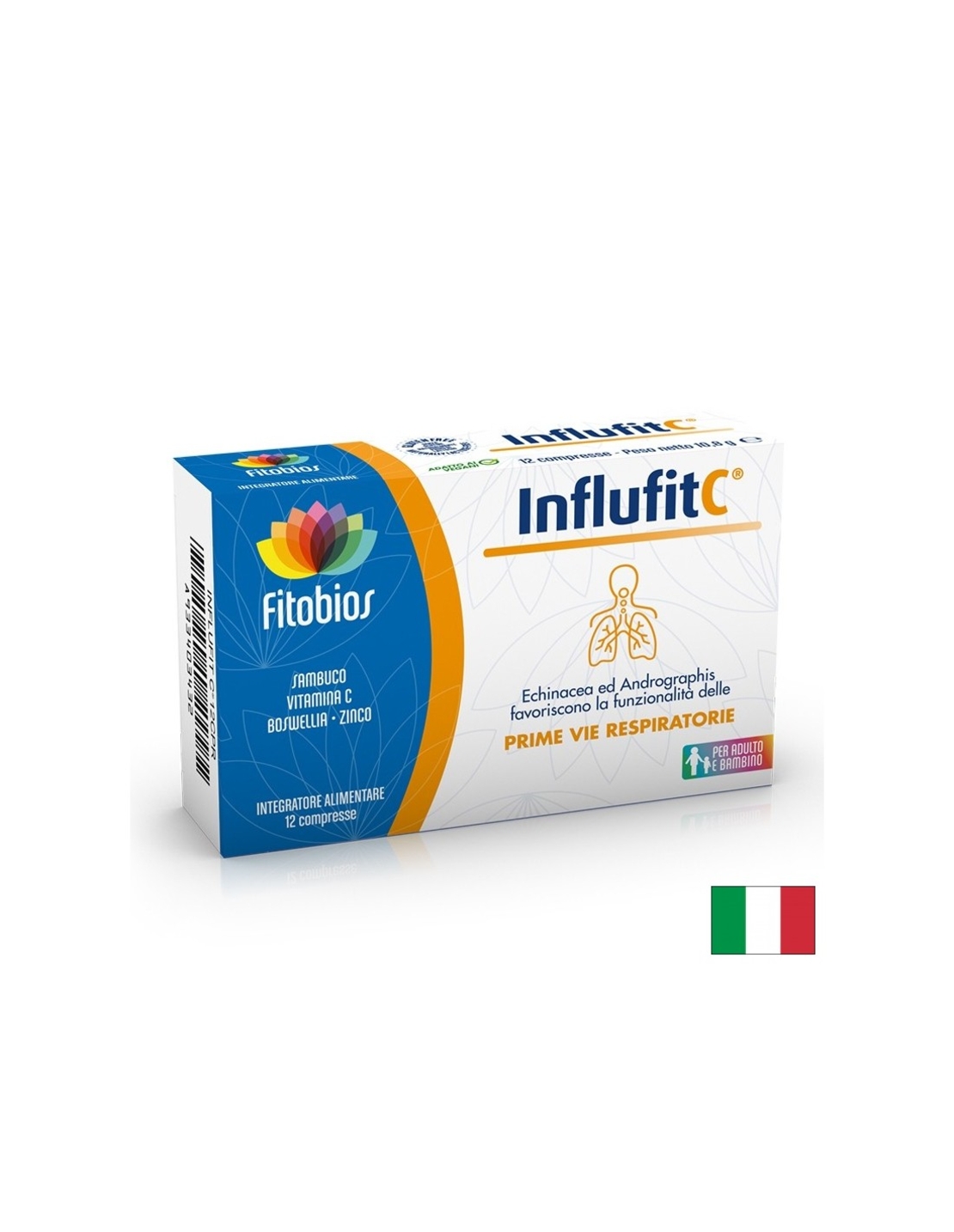 Influfit C - Ехинацея 400 mg + Андрографис 300 mg + Витамин C 80 mg – Имунна защита при настинки и вируси, 12 таблетки