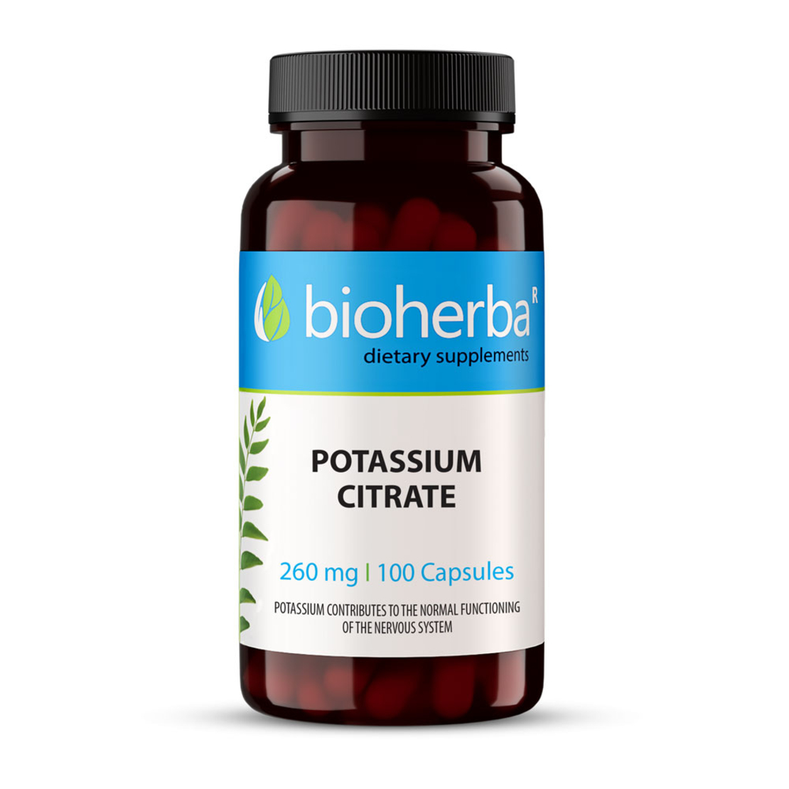 КАЛИЙ (КАЛИЕВ ЦИТРАТ)/ POTASSIUM CITRATE, 100 капсули, 260 мг, Биохерба