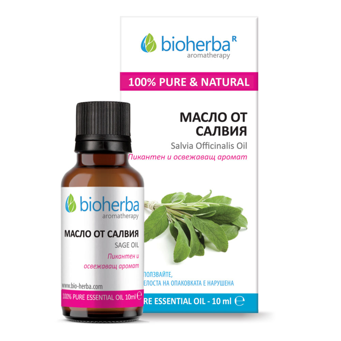 МАСЛО ОТ САЛВИЯ, Sage essential oil, Биохерба, 10 мл.