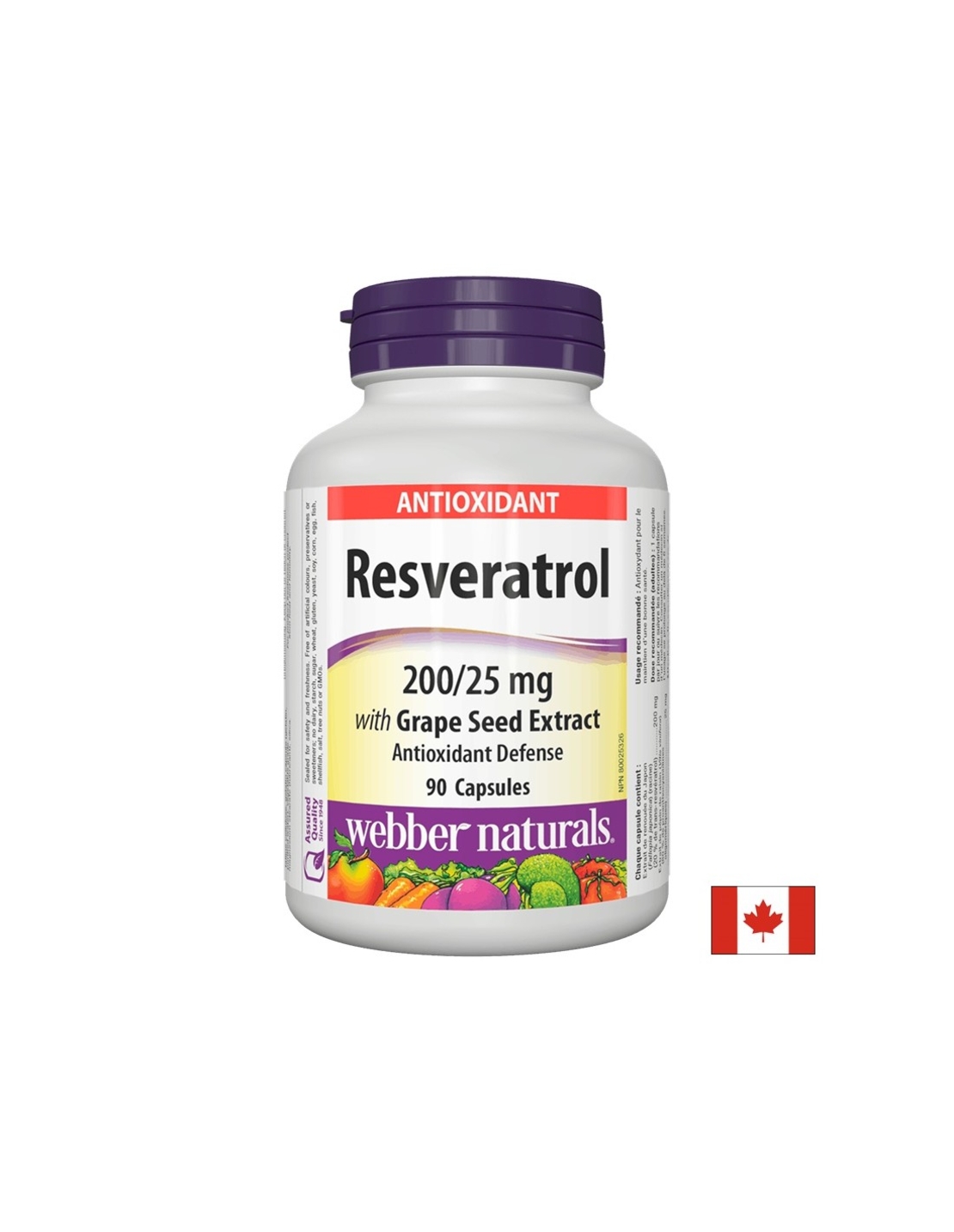 Resveratrol with Grape Seed Extract/ Ресвератрол 200 mg с Гроздово семе 25 mg х 90 капсули Webber Naturals