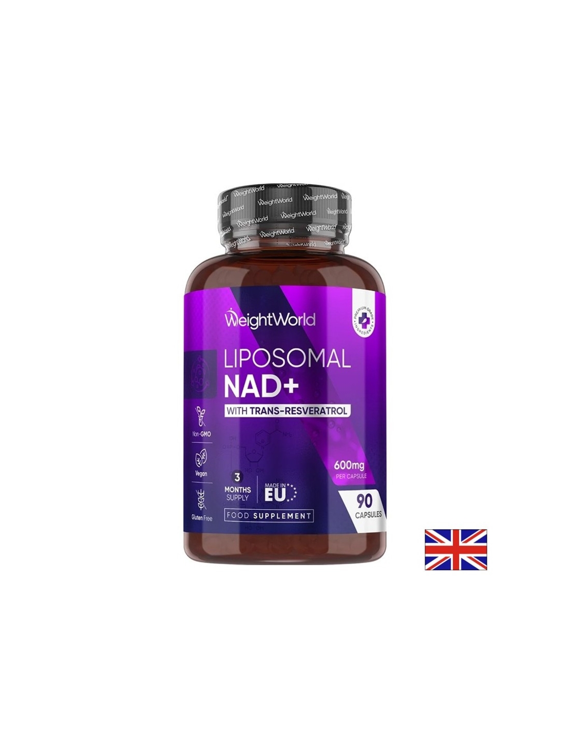 Липозомен NAD+ 250 mg с транс-ресвератрол 100 mg Анти-ейджинг и клетъчна енергия 90 капсули