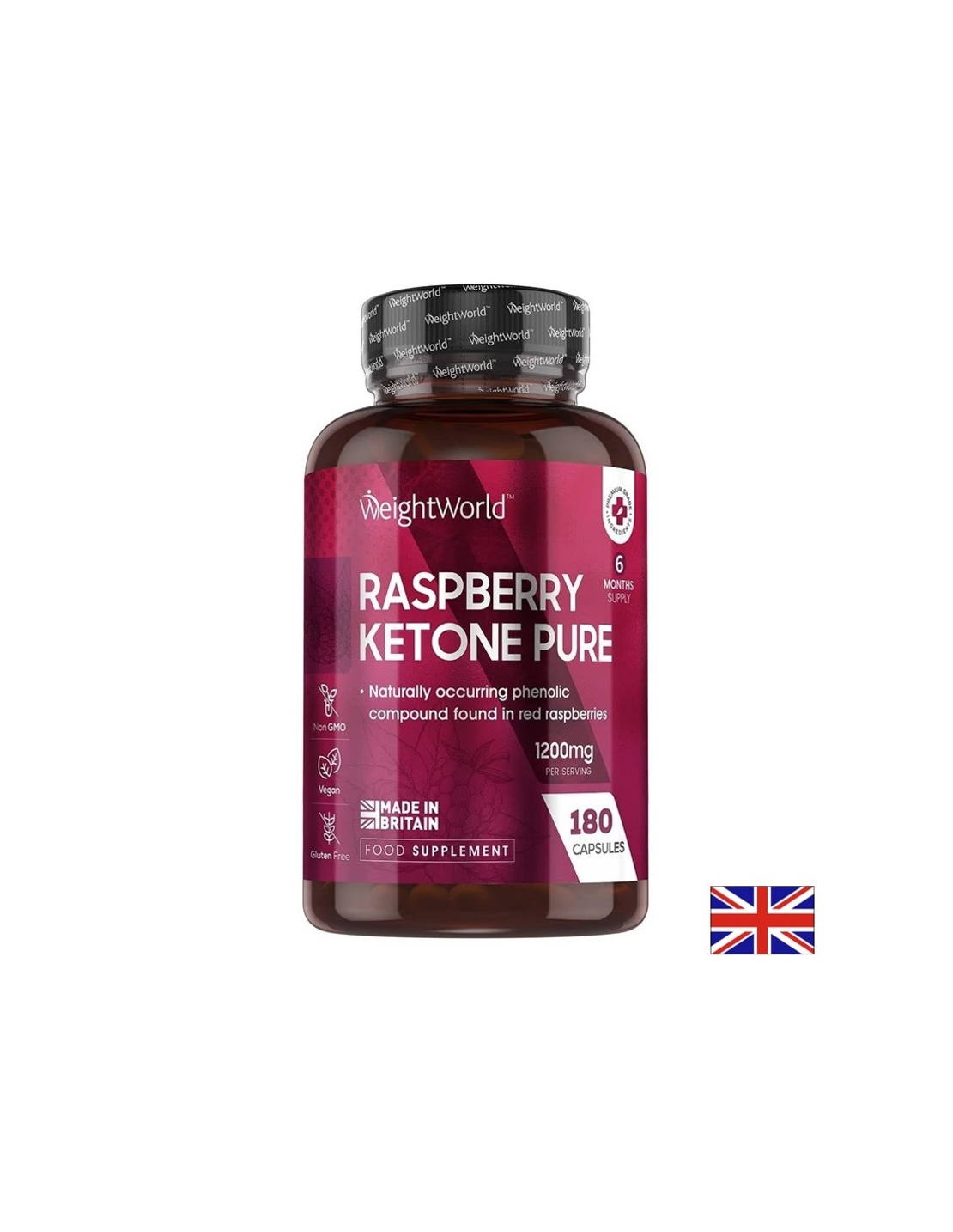 Горене на мазнини - Малинови кетони, 1200 mg х180 капсули Weight Worl