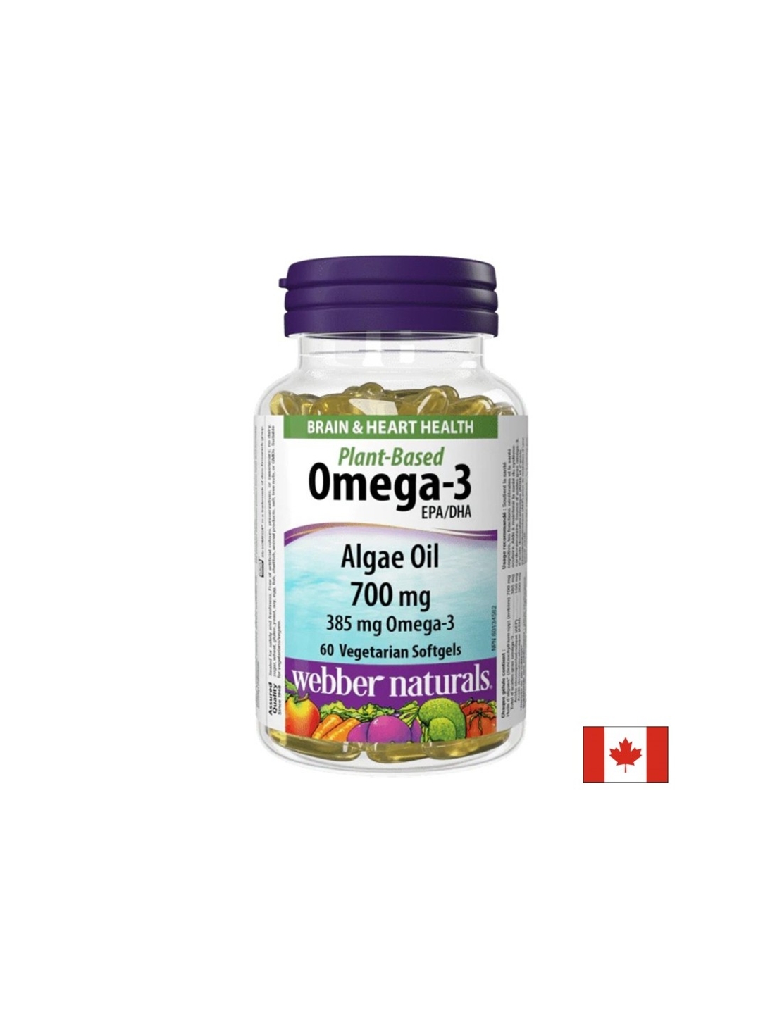 Веган Омега 3 385 mg (масло от водорасли)  ЕPA 100 mg/ DHA 200 mg x 60 софтгел капсули
