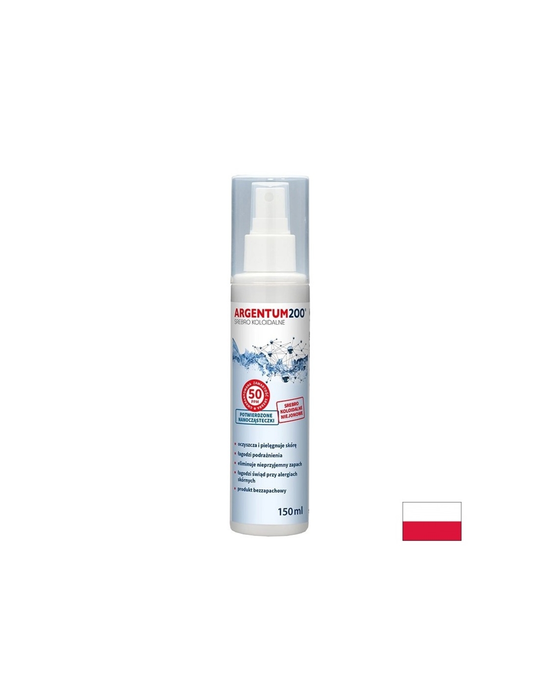 Колоидно сребро Грижа за кожата, 50 ppm 150 ml спрей
